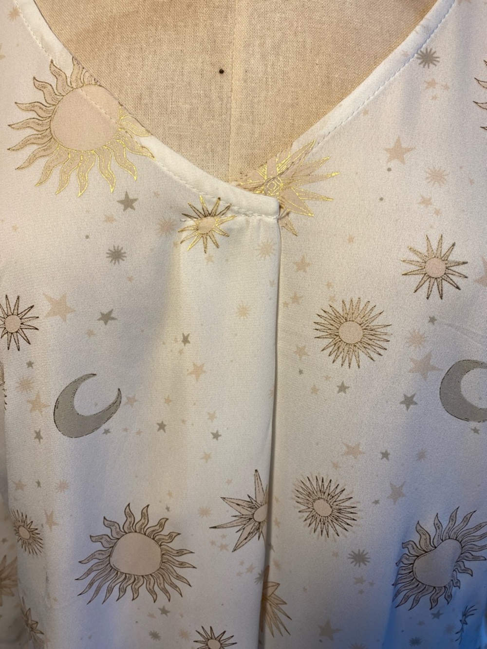 torrid Cream & Gold Celestial Print Blouse - Picture 2 of 6